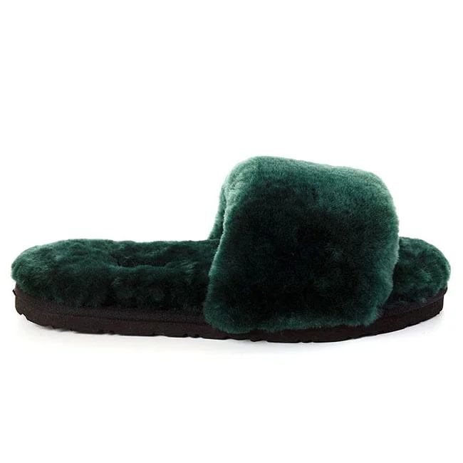 UGG Fluff Slide Slippers Dark Green