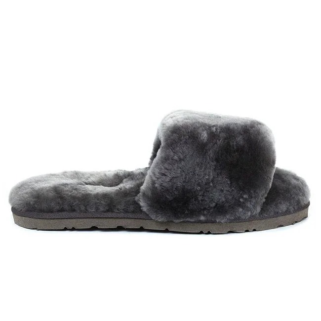 UGG Fluff Slide Slippers Grey в цвете Серый